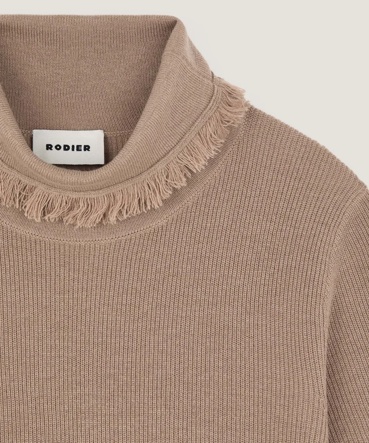 Rodier Maglione Dolcevita Maniche Corte Mocha Brown a Coste