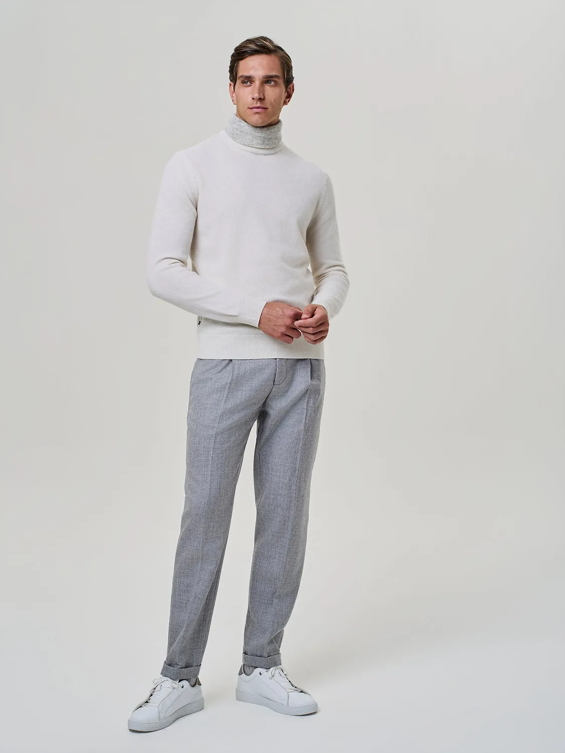Paul Taylor Dolcevita Doppio Collo Cashmere Bianco