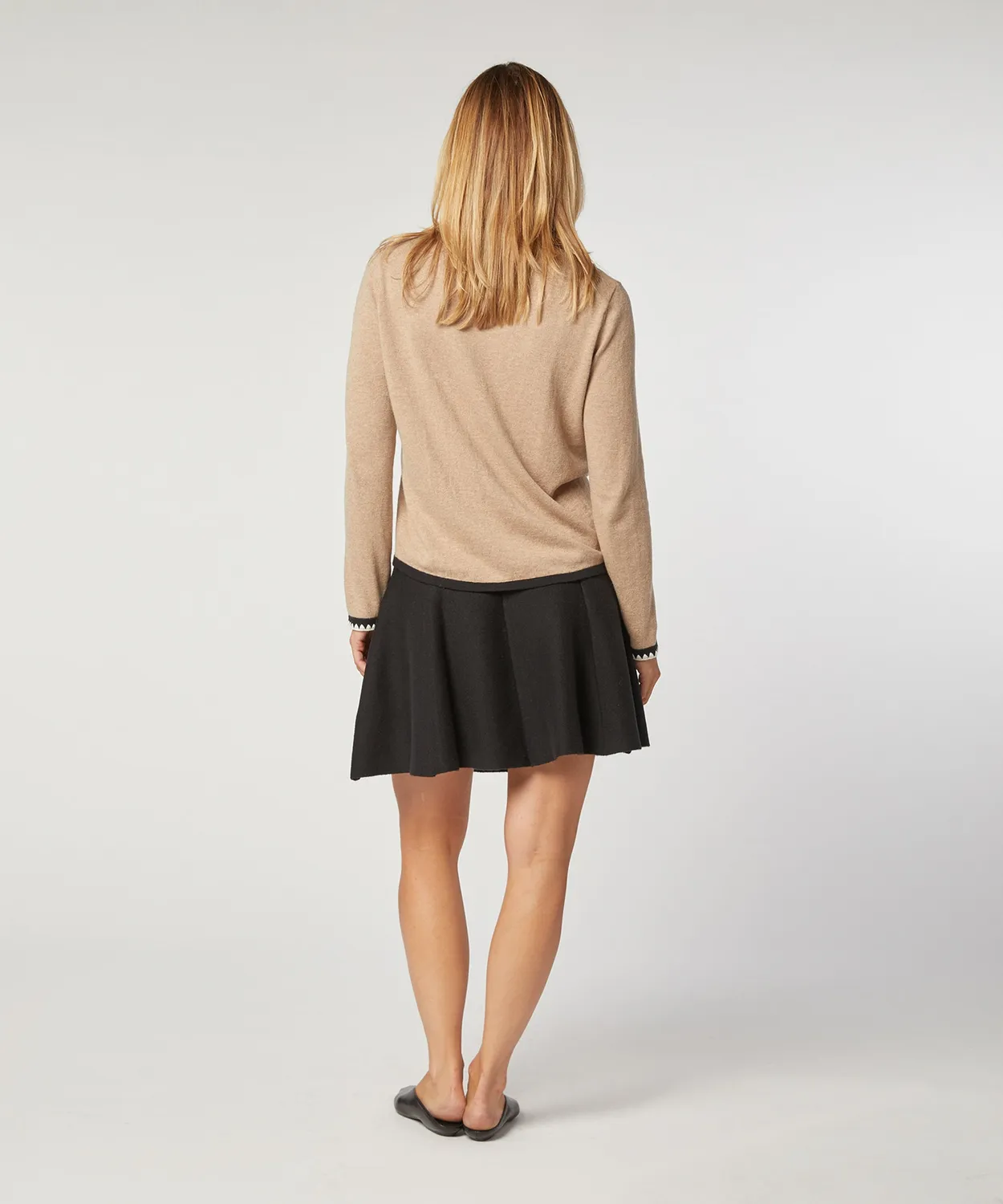 Rodier pull girocollo beige maglia fine motivo zigzag