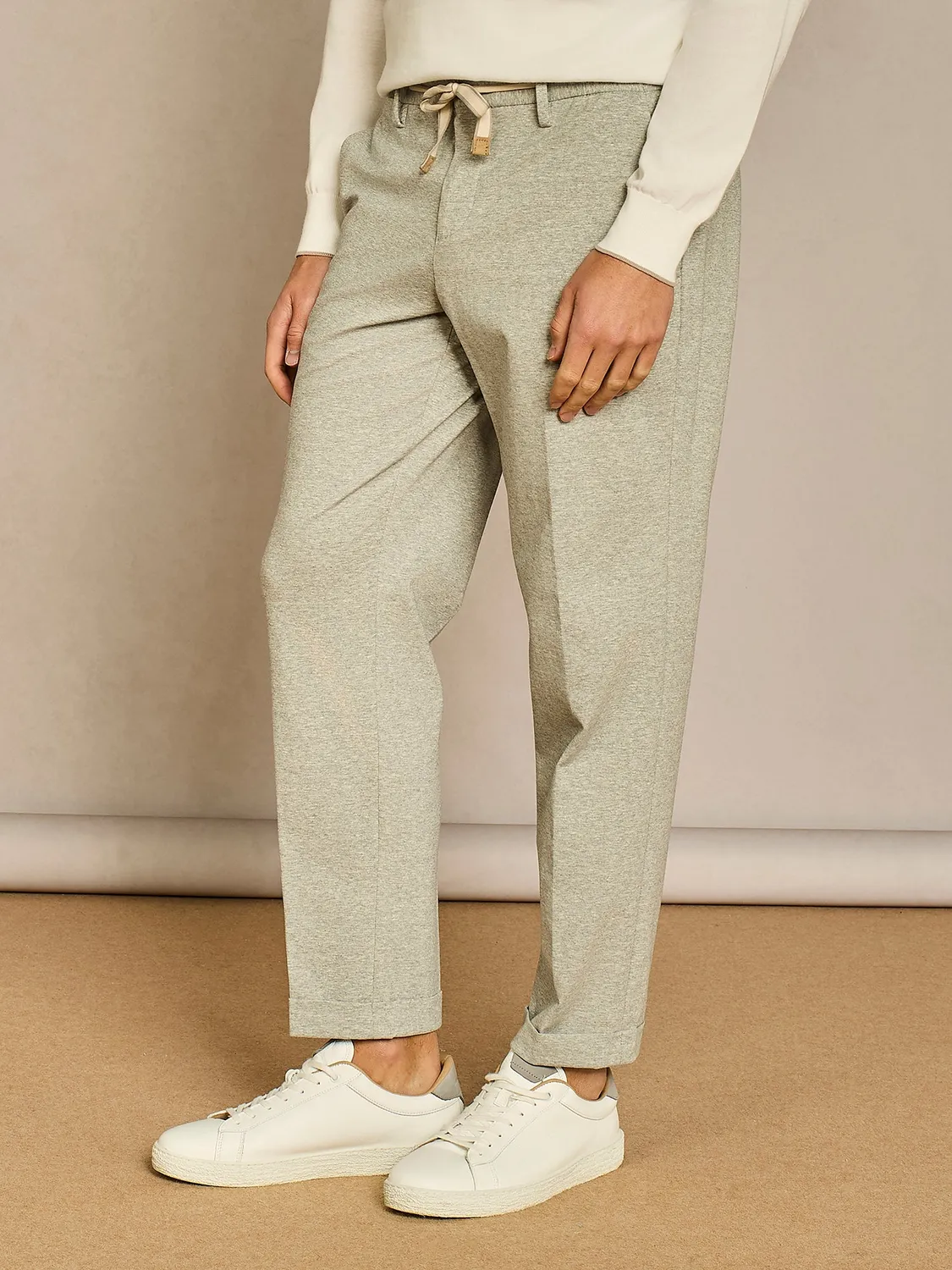 Paul Taylor Pantalone Jersey Grigio Chiaro Coulisse