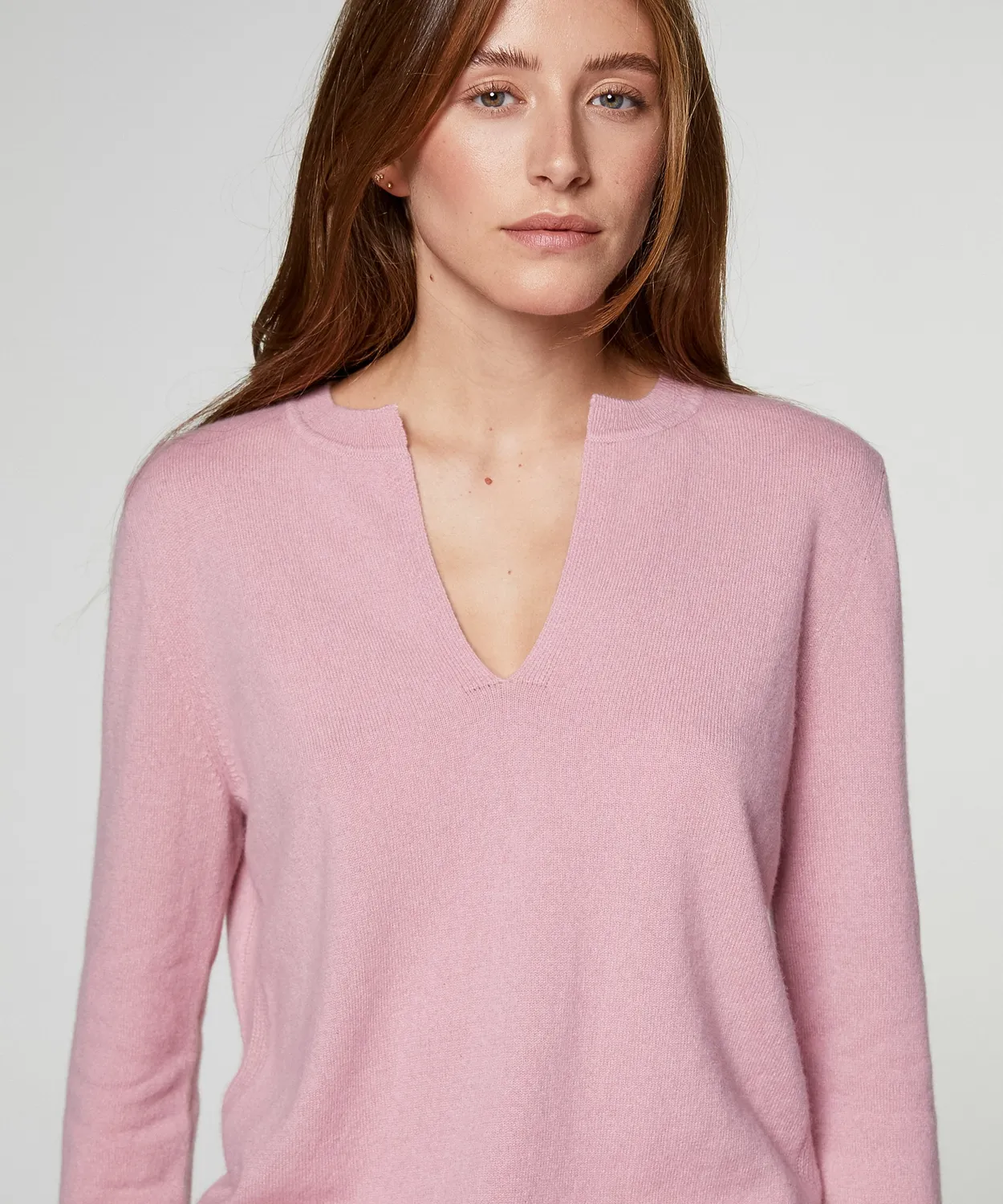 Rodier maglione collo tunisino cashmere rosa morbido