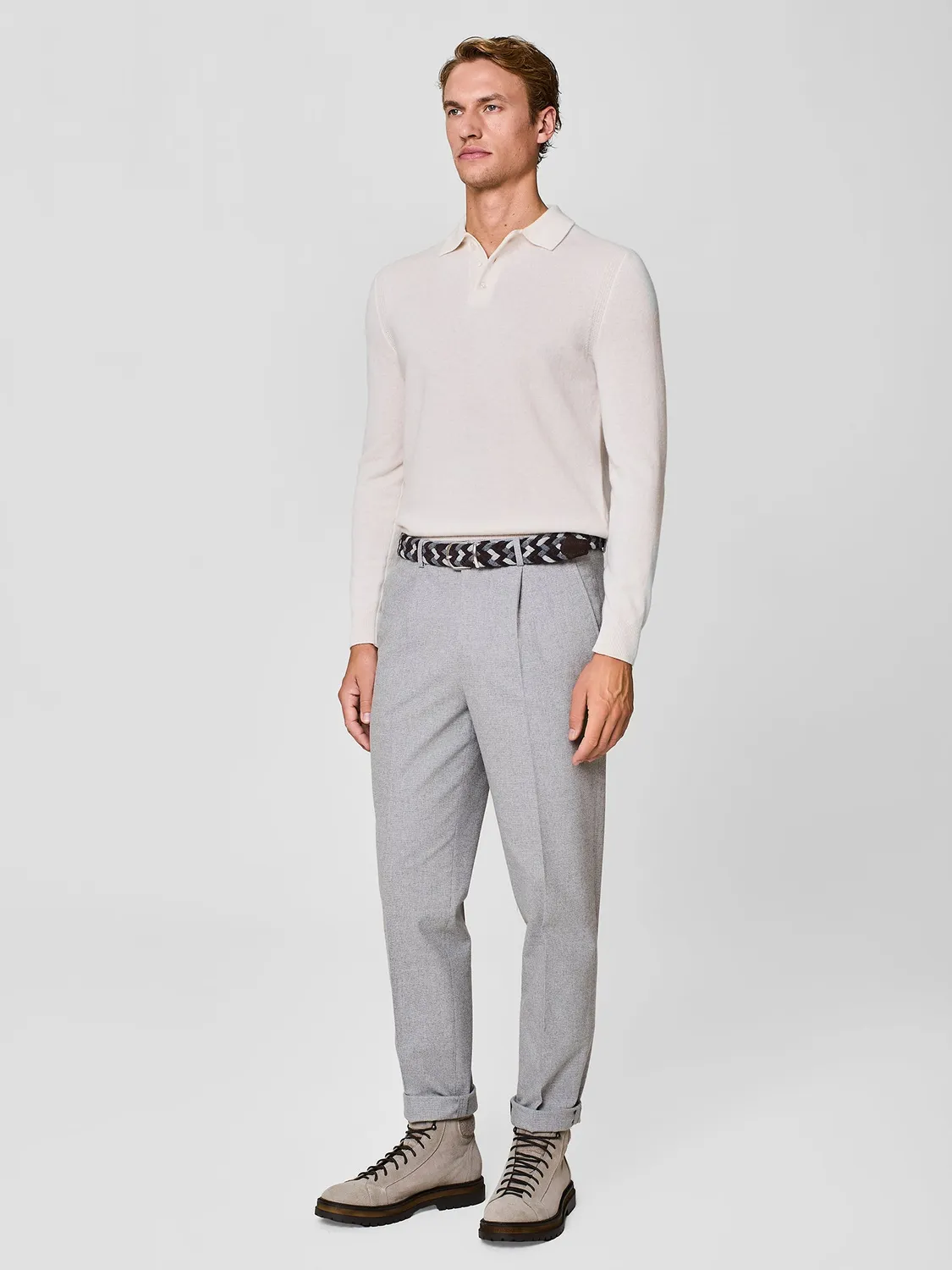 Paul Taylor pied de poule pantalone flanella grigio