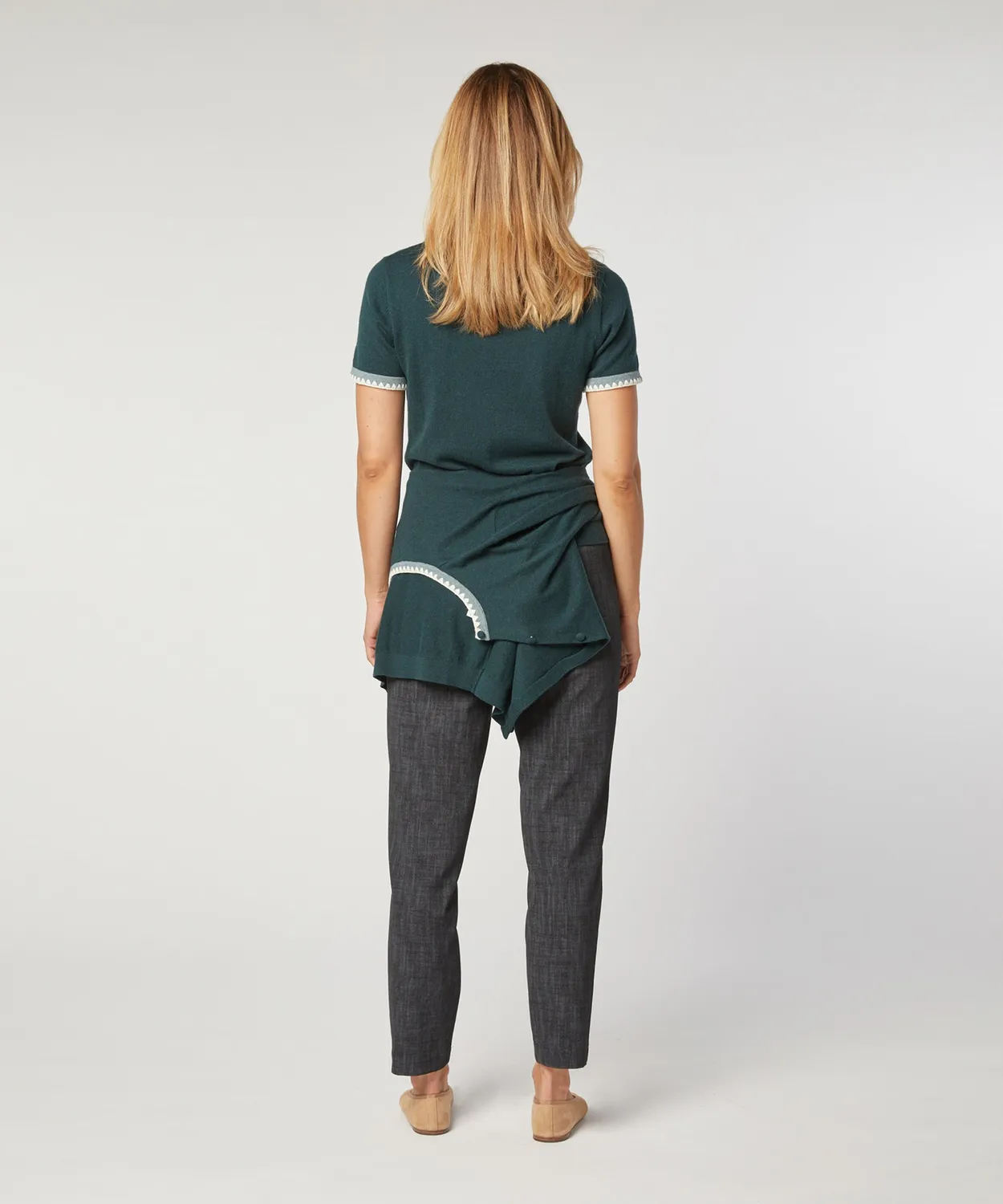 Rodier Twin Set in Cotone Verde Anatra Top+Cardigan