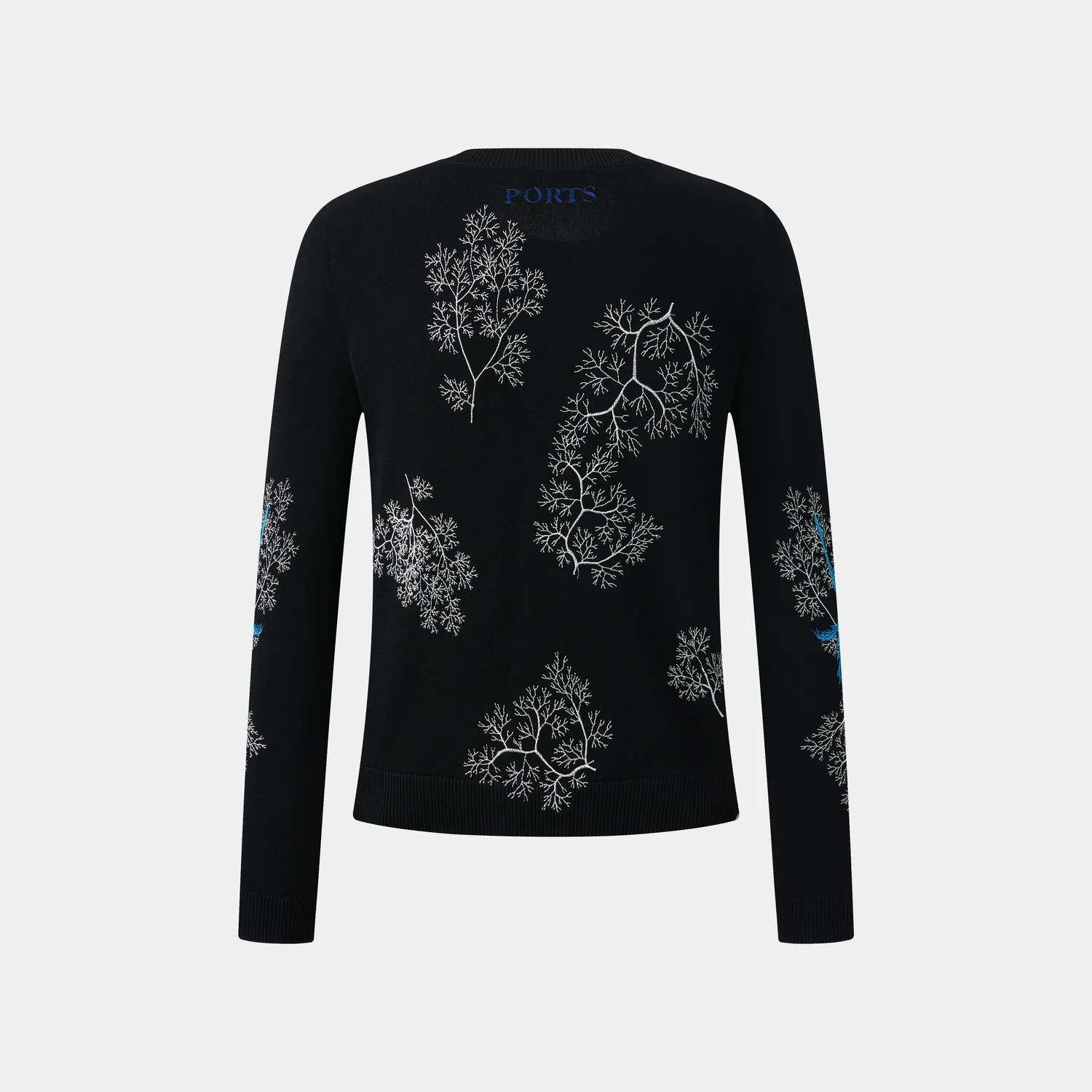 PORTS LU8K601 cardigan nero ricamo corallo