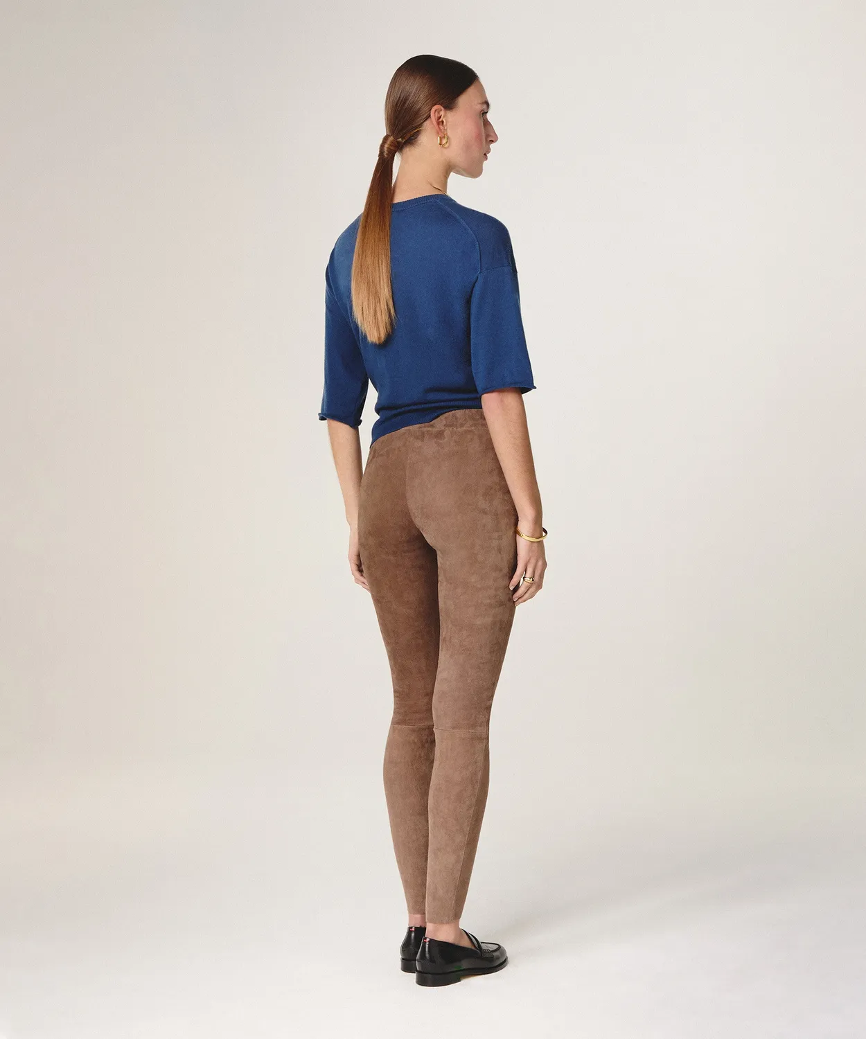 Rodier leggings pelle agnello ice brown stretch