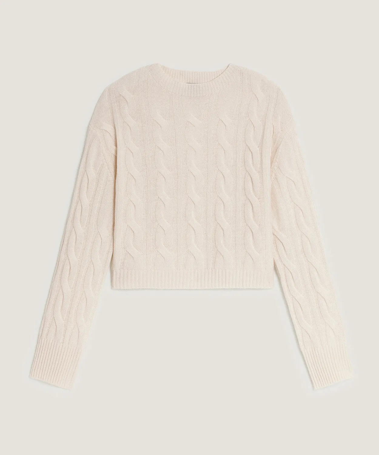 Rodier maglione corto cashmere trecce donna bianco ecru