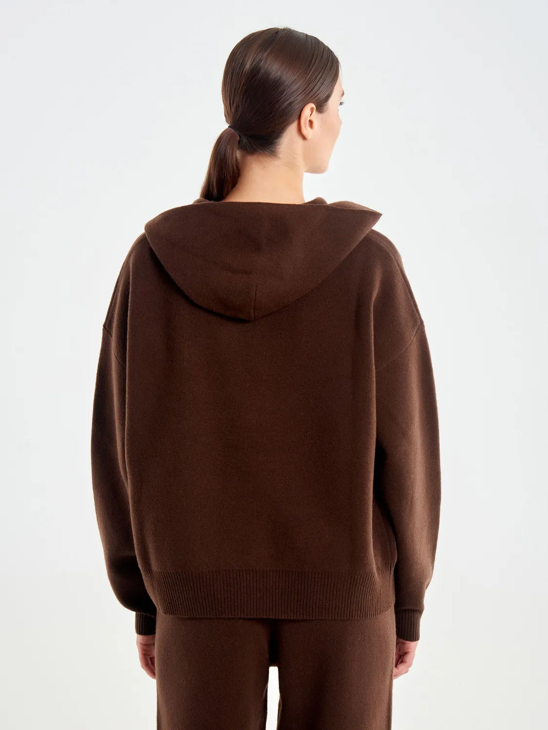 Vicolo Pullover con Cappuccio in lana moro taglie S-L