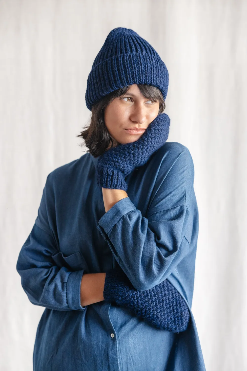 Jyoti Anatico berretto baby alpaca blu navy caldo