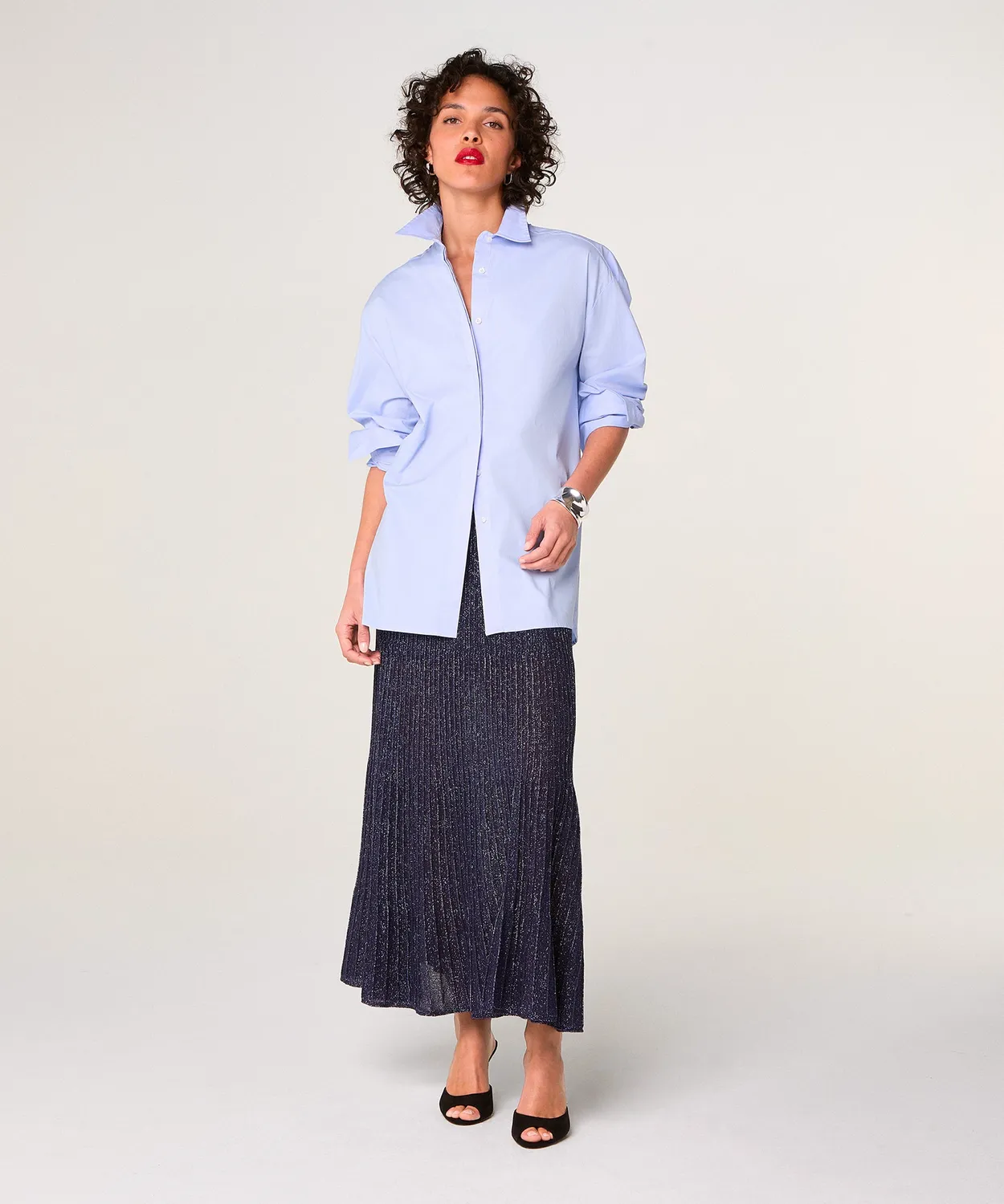 Rodier camicia oversize celeste cotone