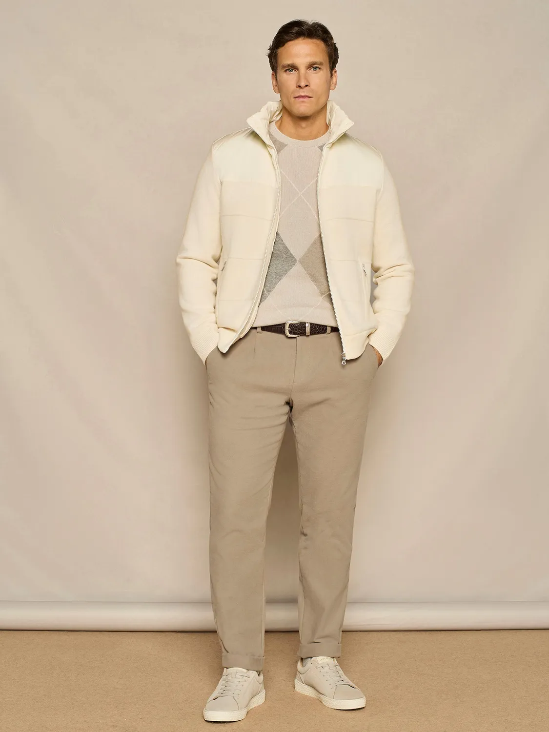 Paul Taylor Wide Fit fustagno pantalone taupe coulisse