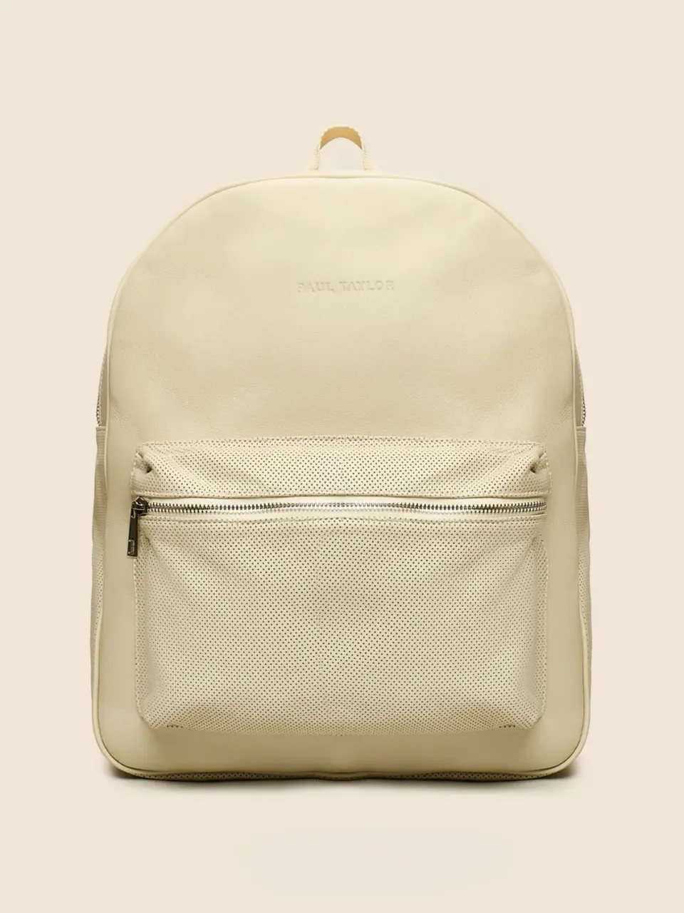 Paul Taylor zaino vitello traforato beige logo frontale
