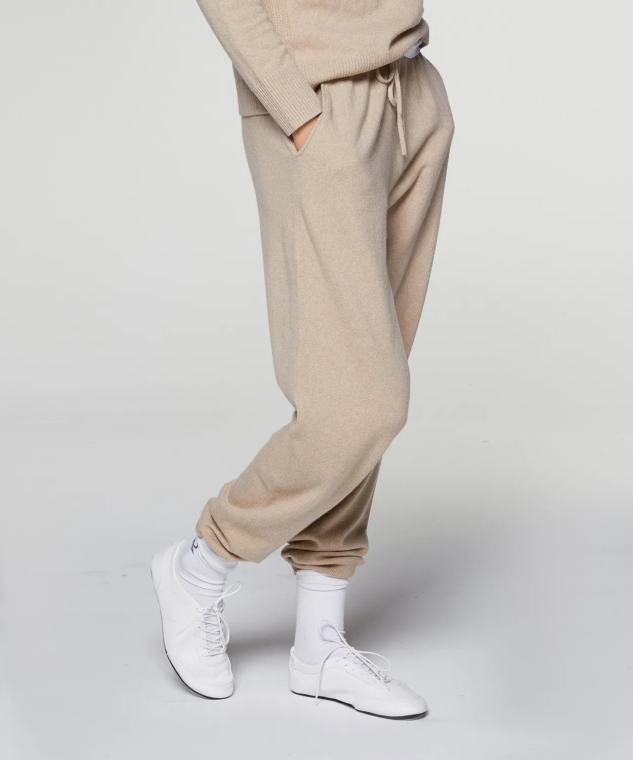 Rodier Jogging Pantaloni cashmere beige caviglia