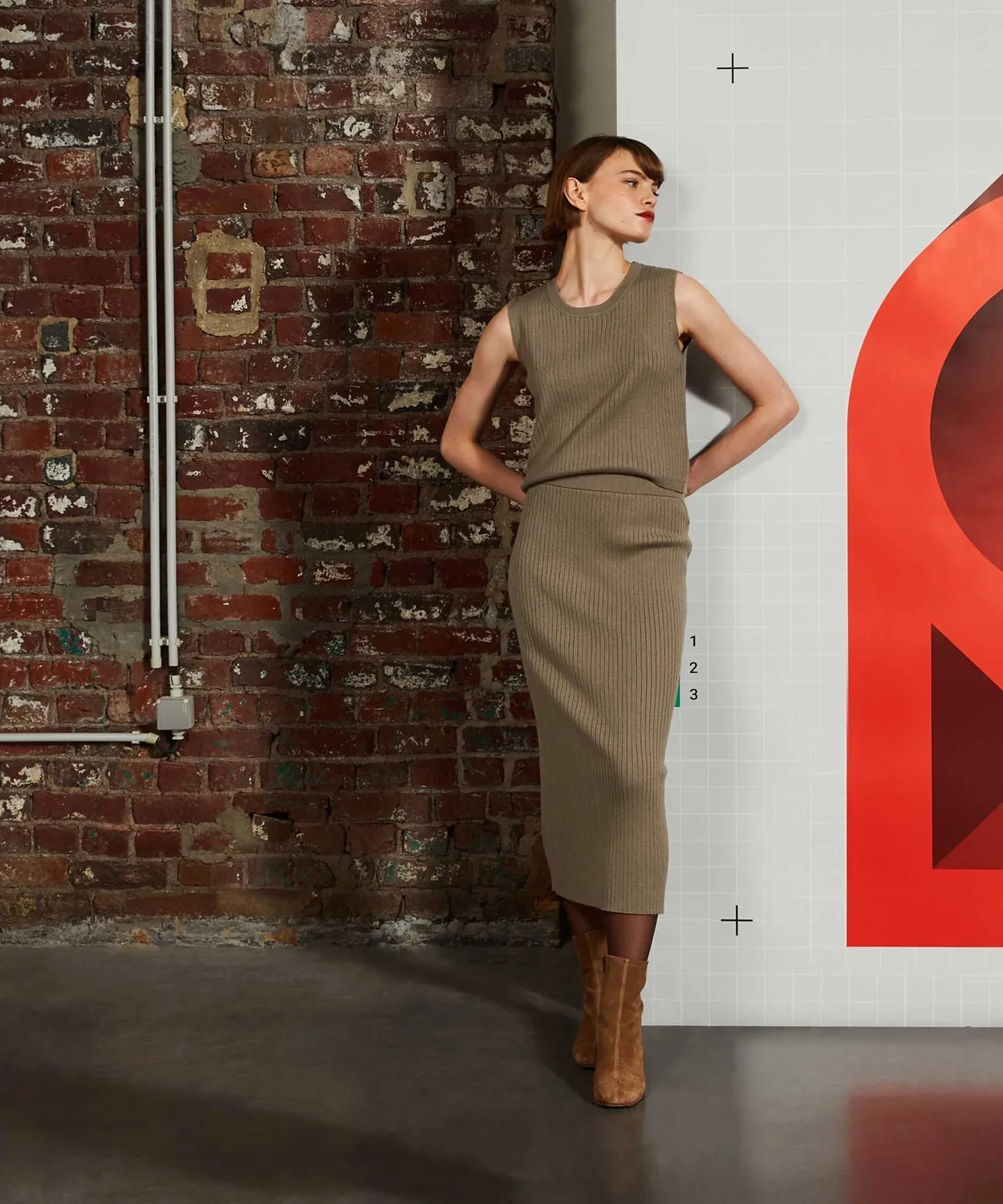 Rodier gonna lunga in maglia cammello donna