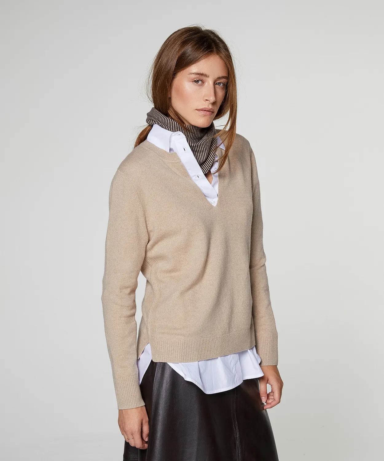 Rodier Maglia Tunisina Cashmere Collo Beige M Elegante