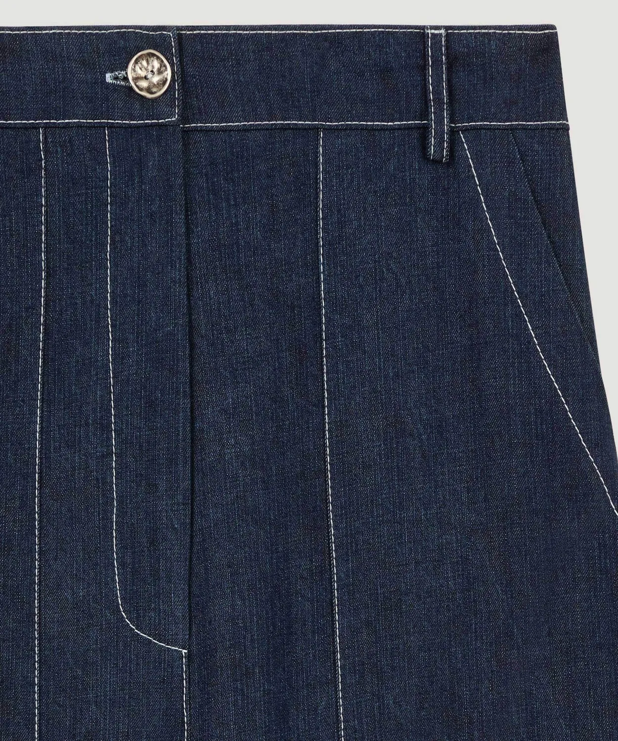 Rodier Pantaloni denim gamba larga blu denim vita alta