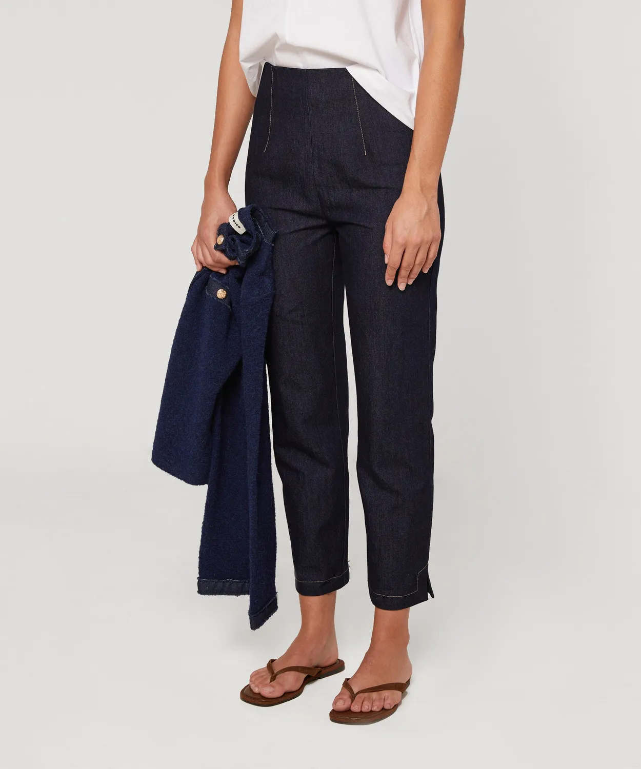 Rodier jeans dritti vita alta blu denim spacchi