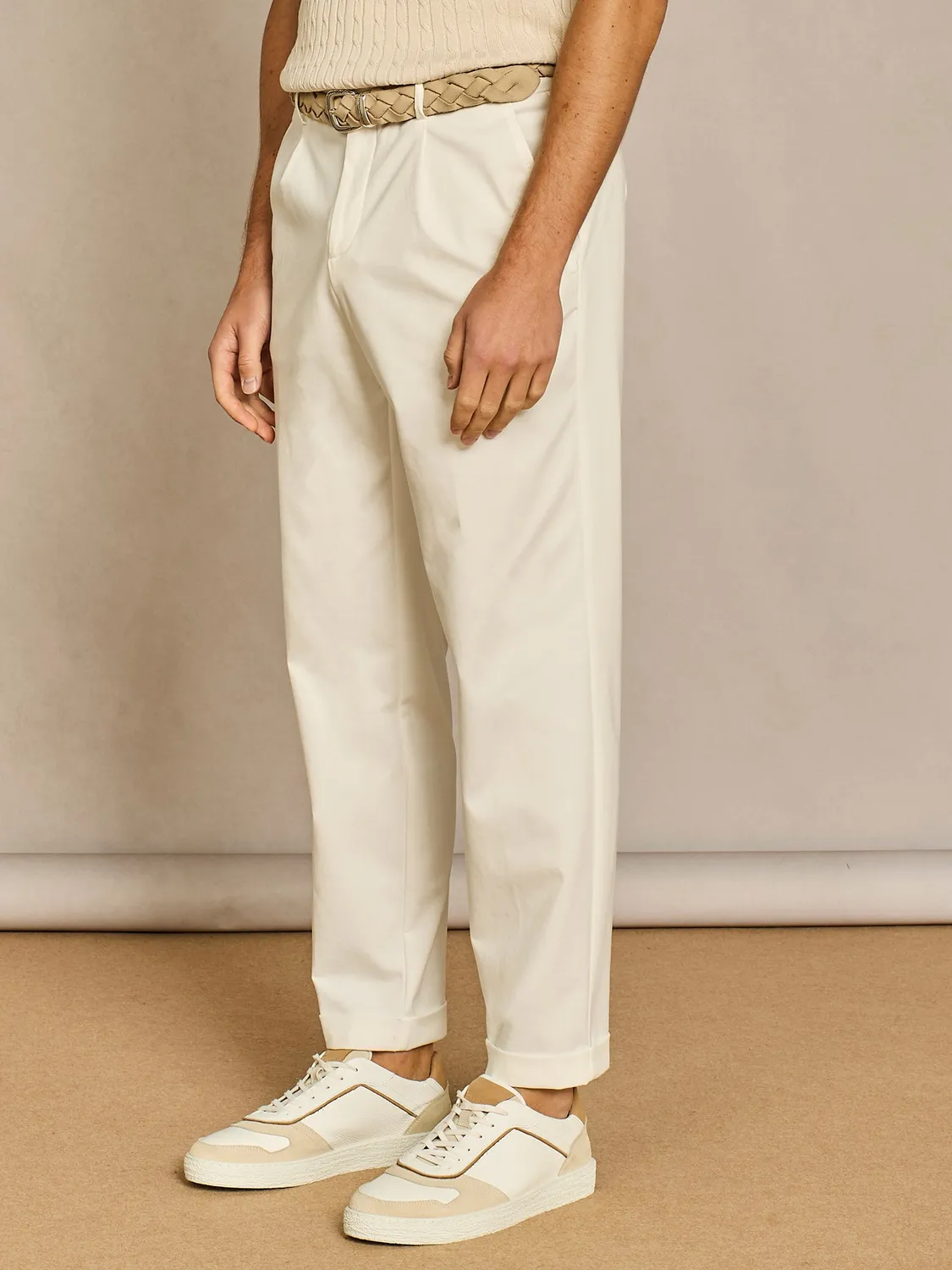 Paul Taylor pantalone wide jersey bianco uomo