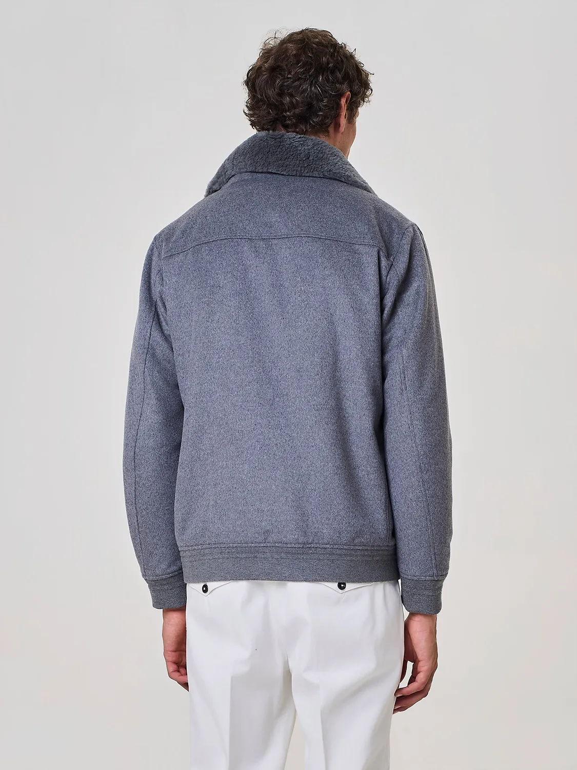 Paul Taylor Bomber Imbottito Grigio Collo Eco Pelliccia Zip