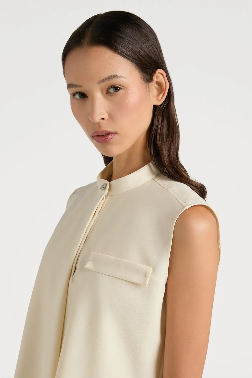 Ports 1961 Notable Asymmetric top avorio in lana