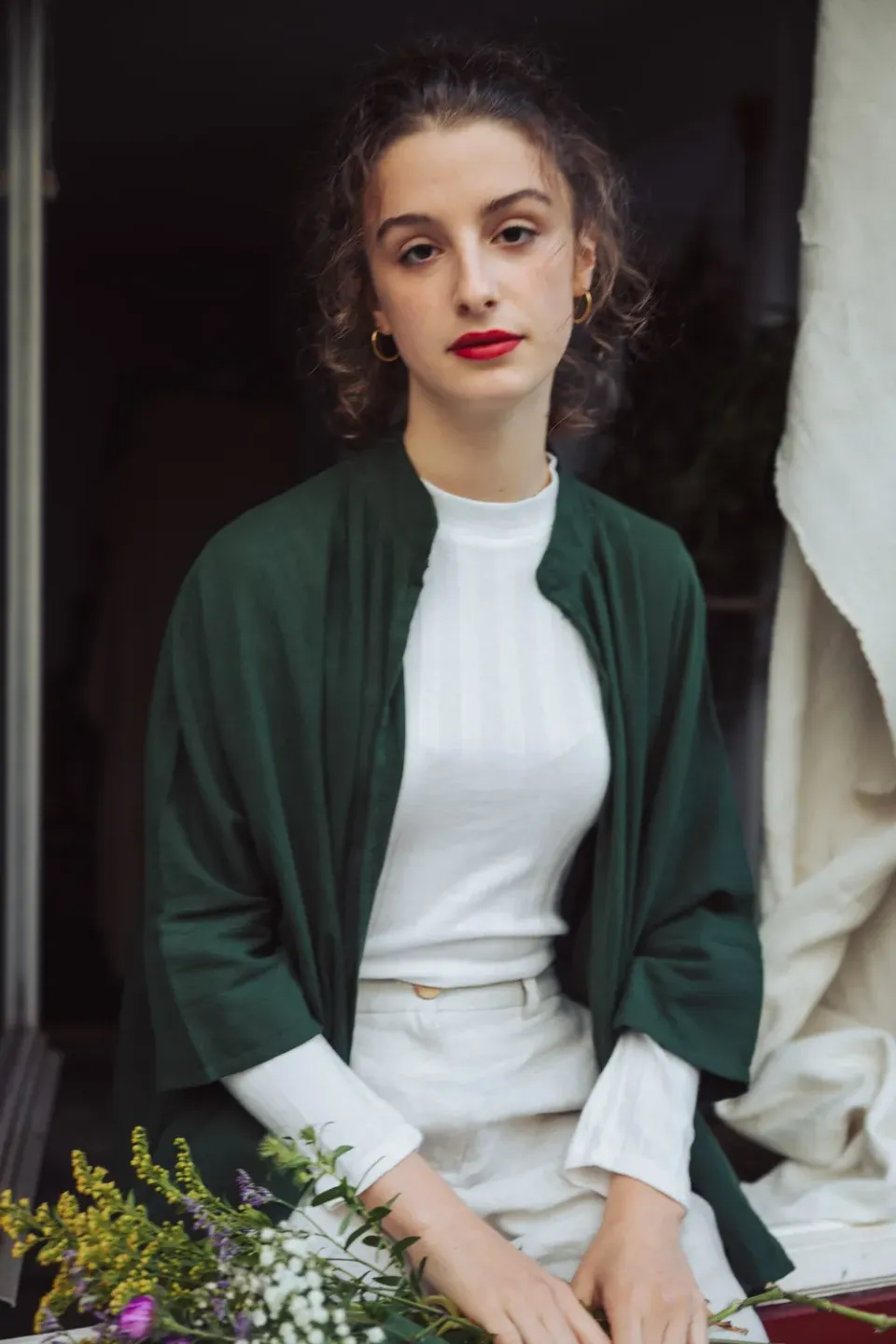 Jyoti Chandrapur cardigan cotone verde oliva
