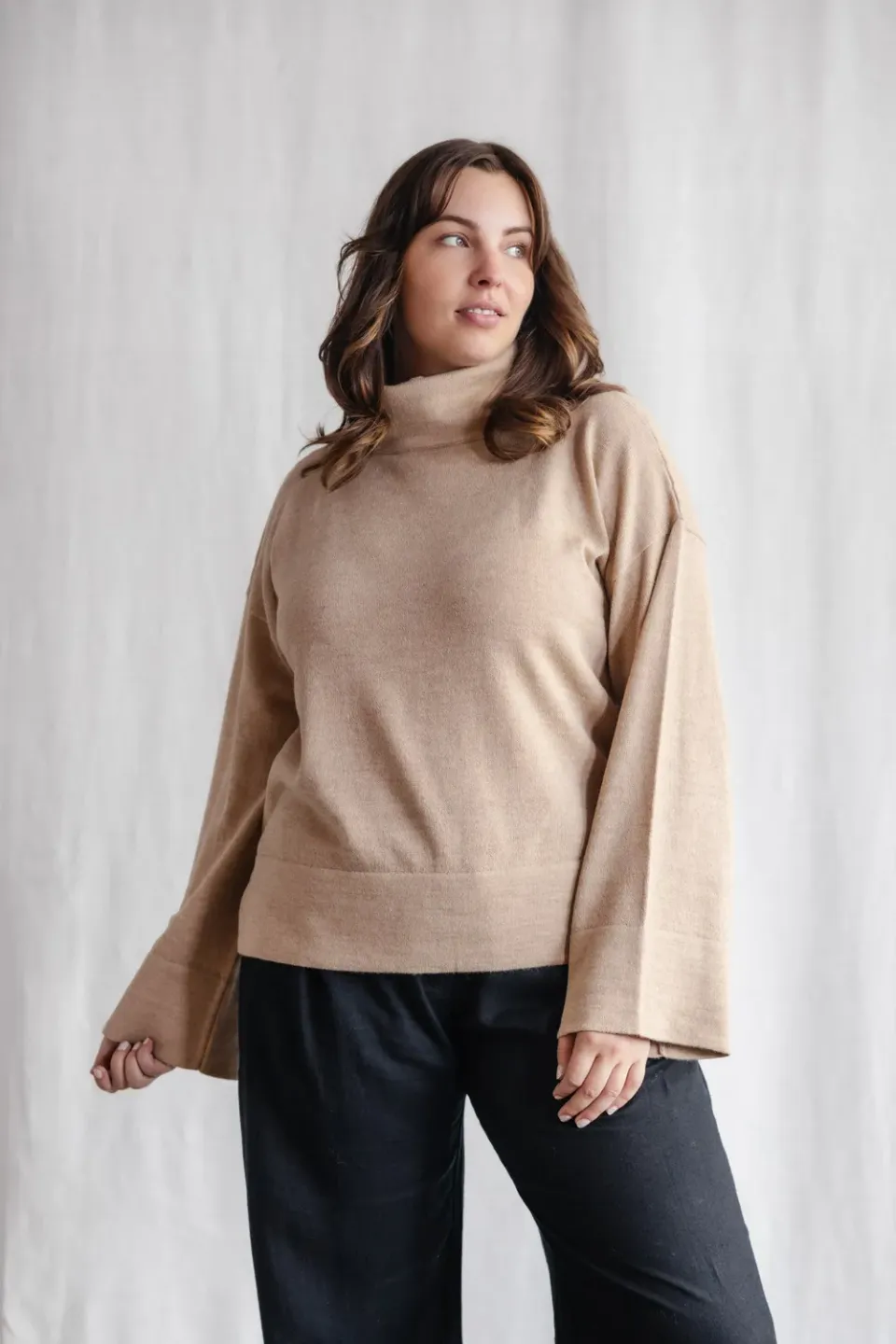 Jyoti Atico Beige maglione dolcevita baby alpaca