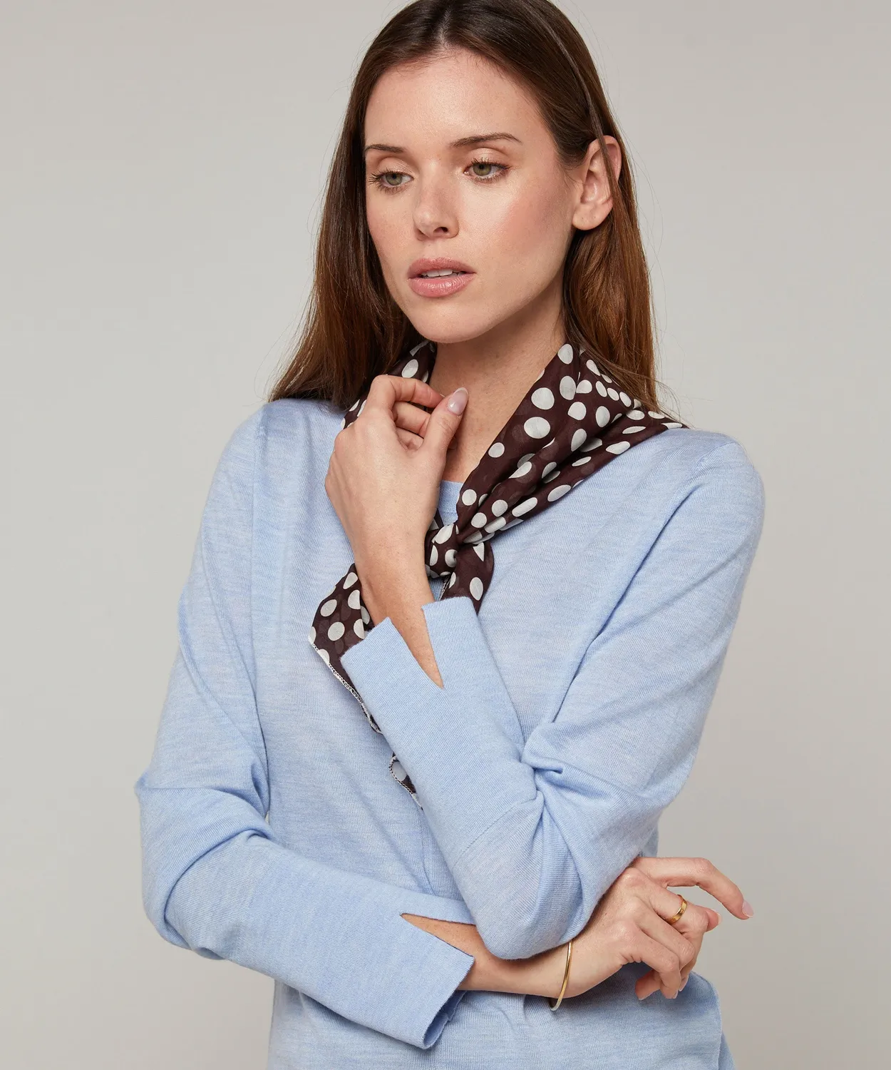 Rodier Maglia Girocollo Lana Merino Celeste