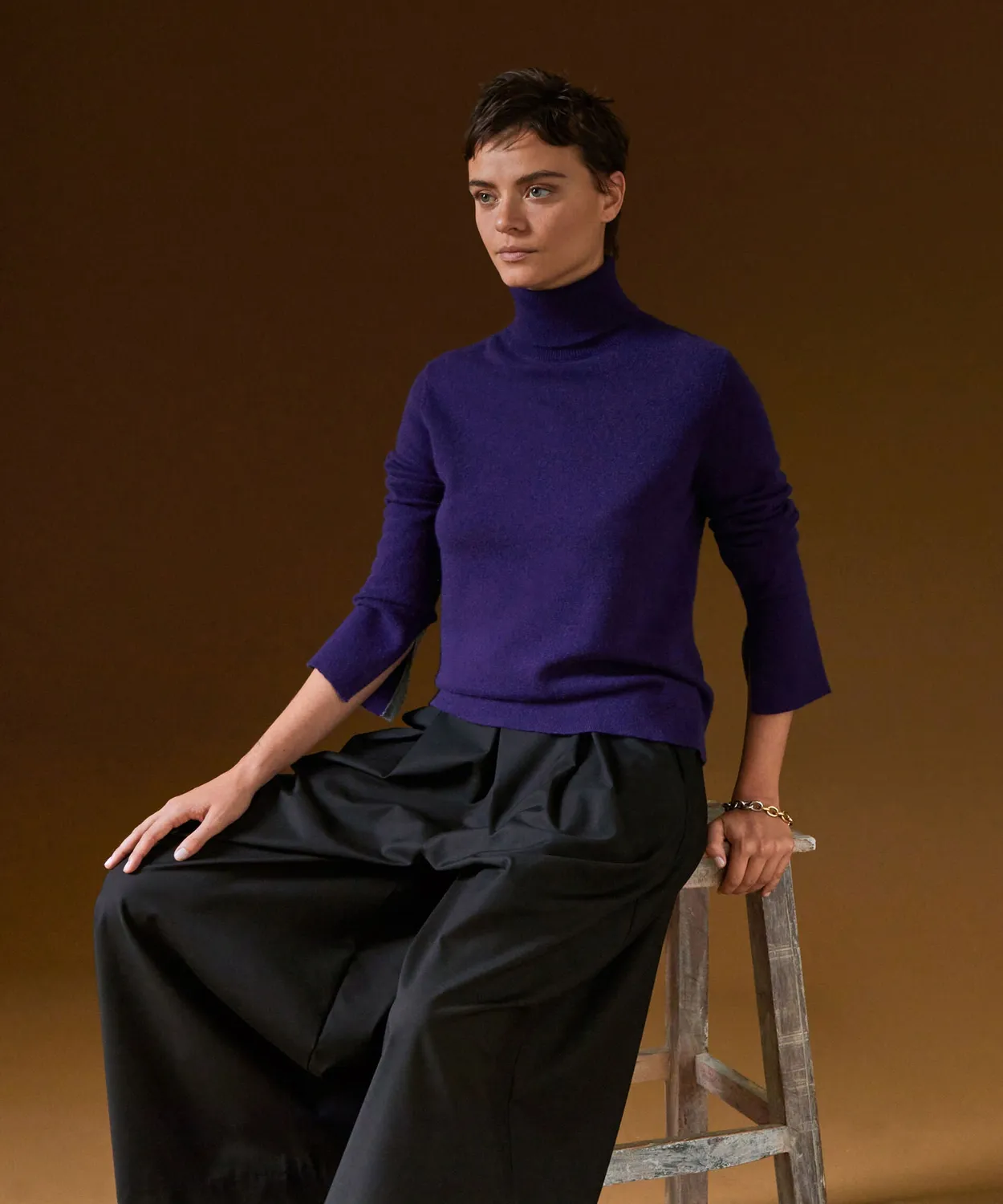 Rodier Maglione Dolcevita in Cashmere Viola Scuro
