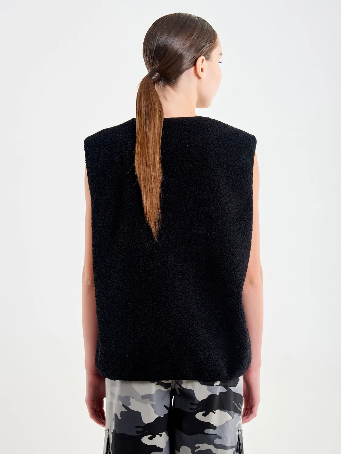 Vicolo Teddy gilet teddy nero taglia unica