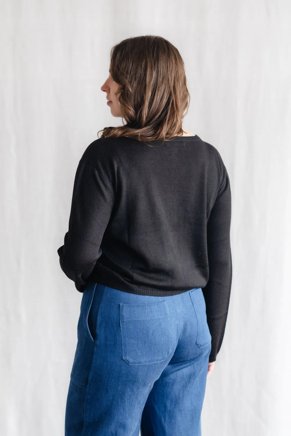 Jyoti Fair Works Navan cardigan nero baby alpaca donna
