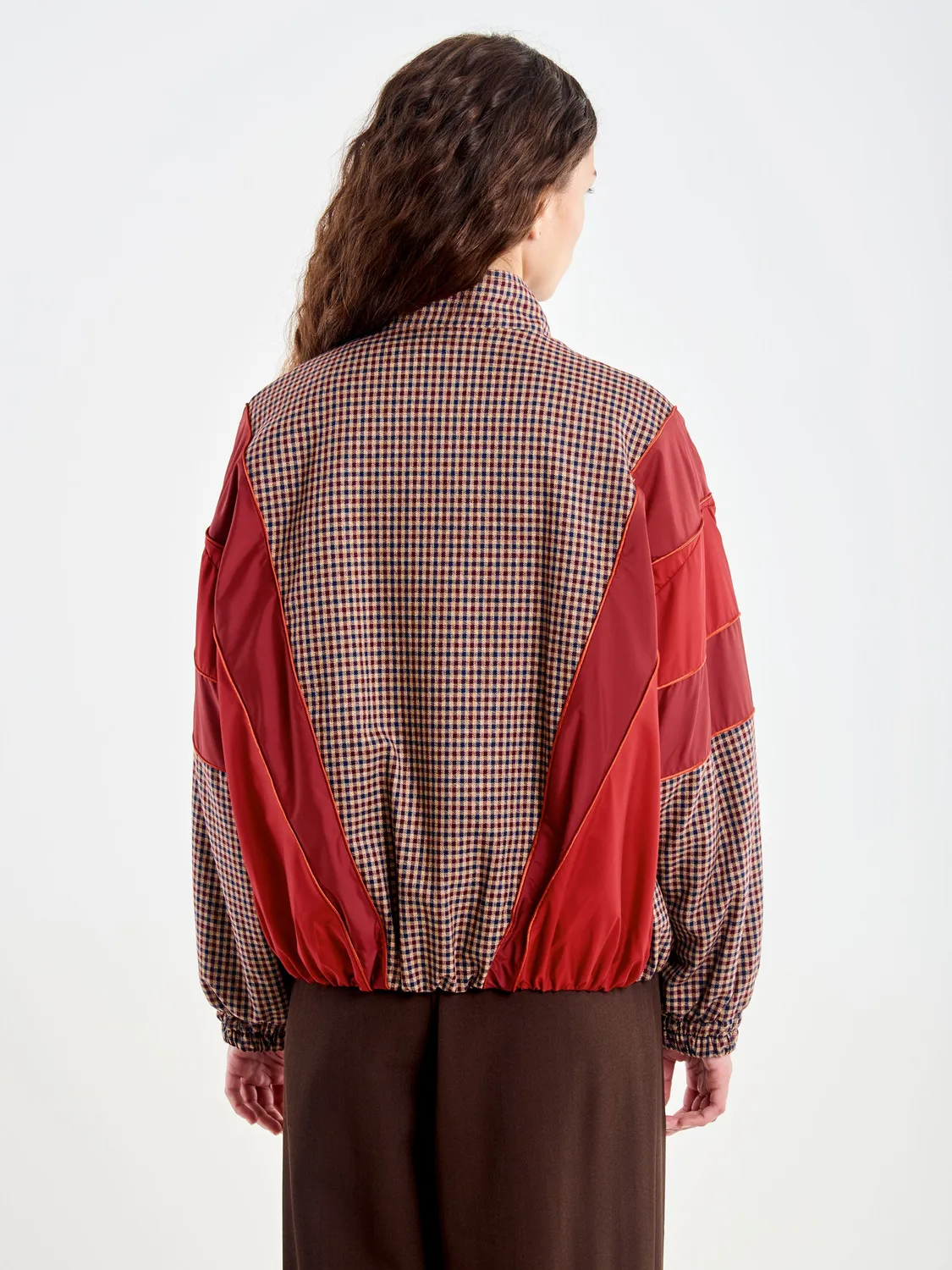 Vicolo bomber profili contrasto beige bordeaux