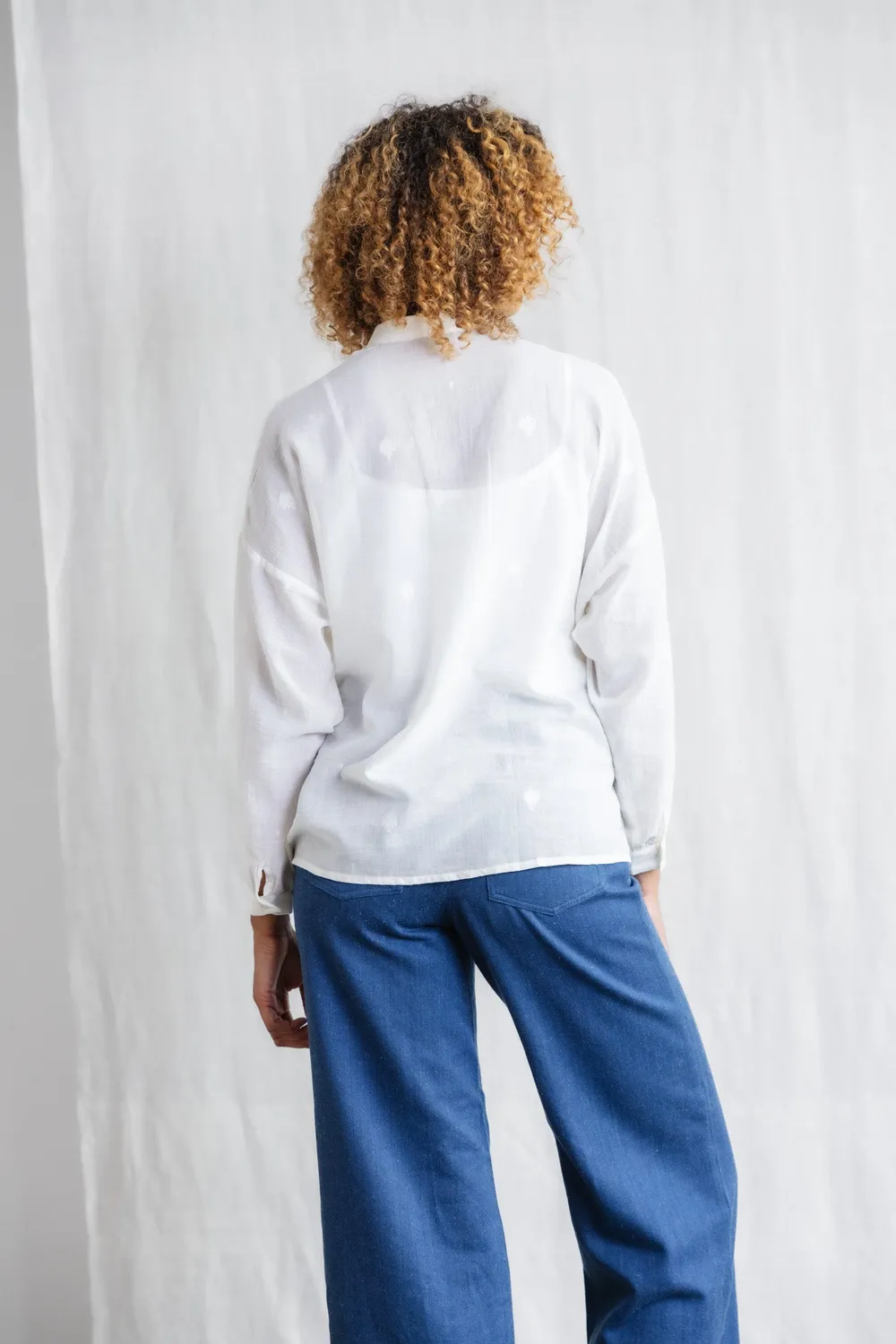Jyoti Hawali Jamdani camicia donna cotone velato