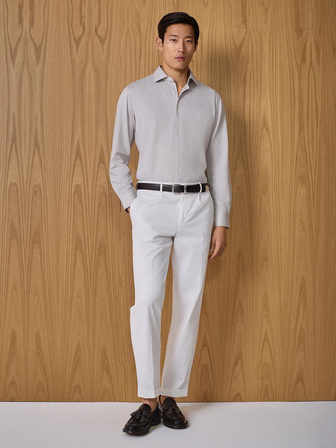 Paul Taylor Camicia Tecnica Grigio Chiaro Regular Fit No Iron