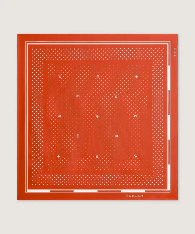 Rodier Foulard seta pois 70x70 arancio ruggine