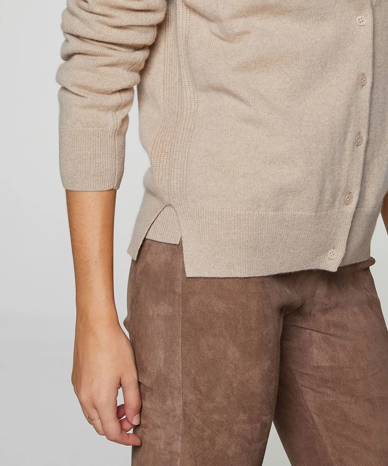 Rodier cardigan cashmere girocollo beige donna