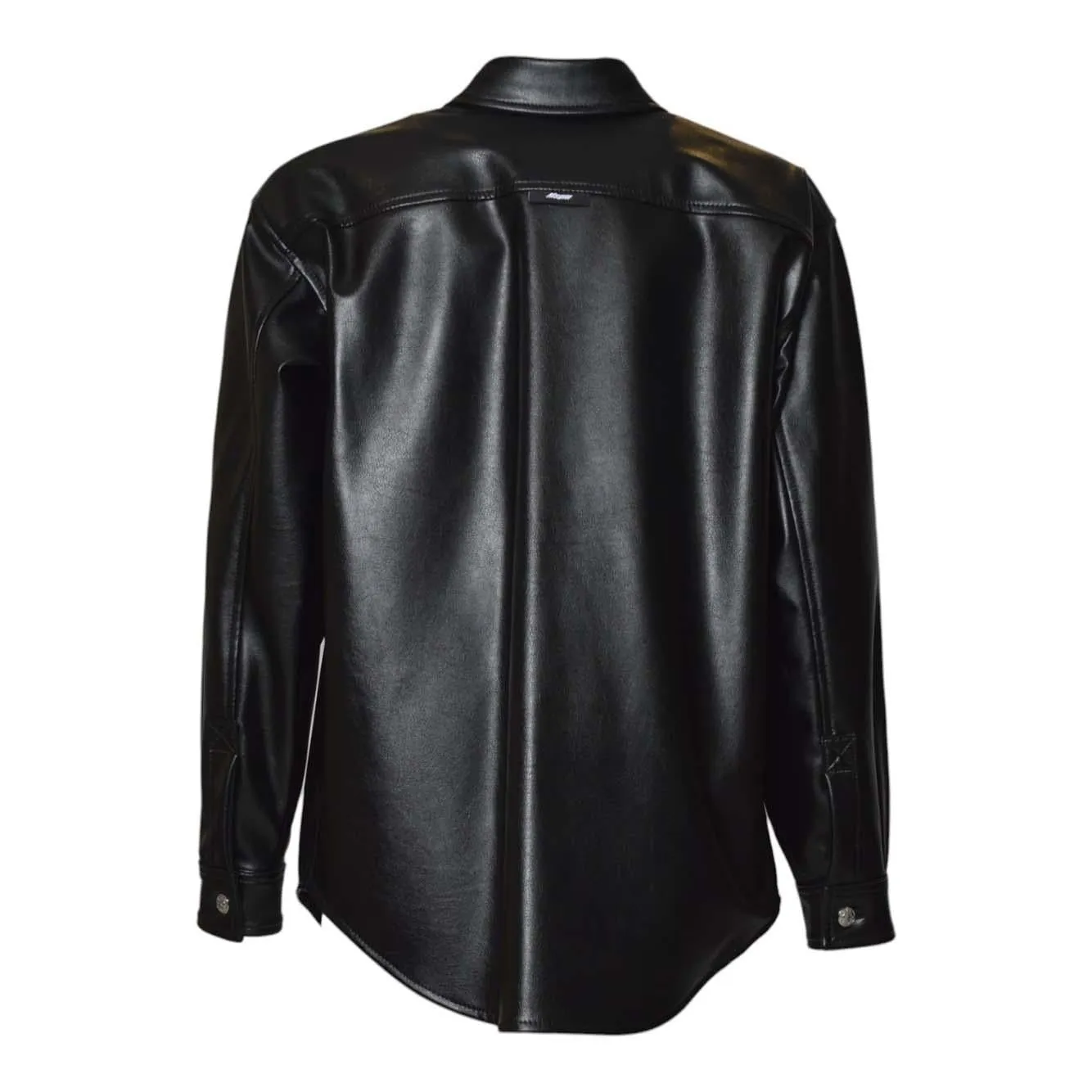 MSGM 3940ME09257509 camicia nera ecopelle