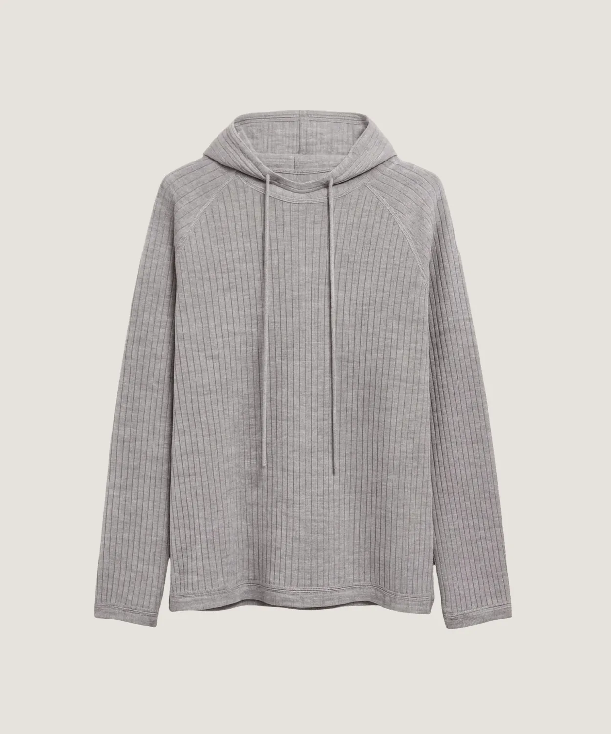 Rodier Maglione Cappuccio Grigio Chiaro a Coste