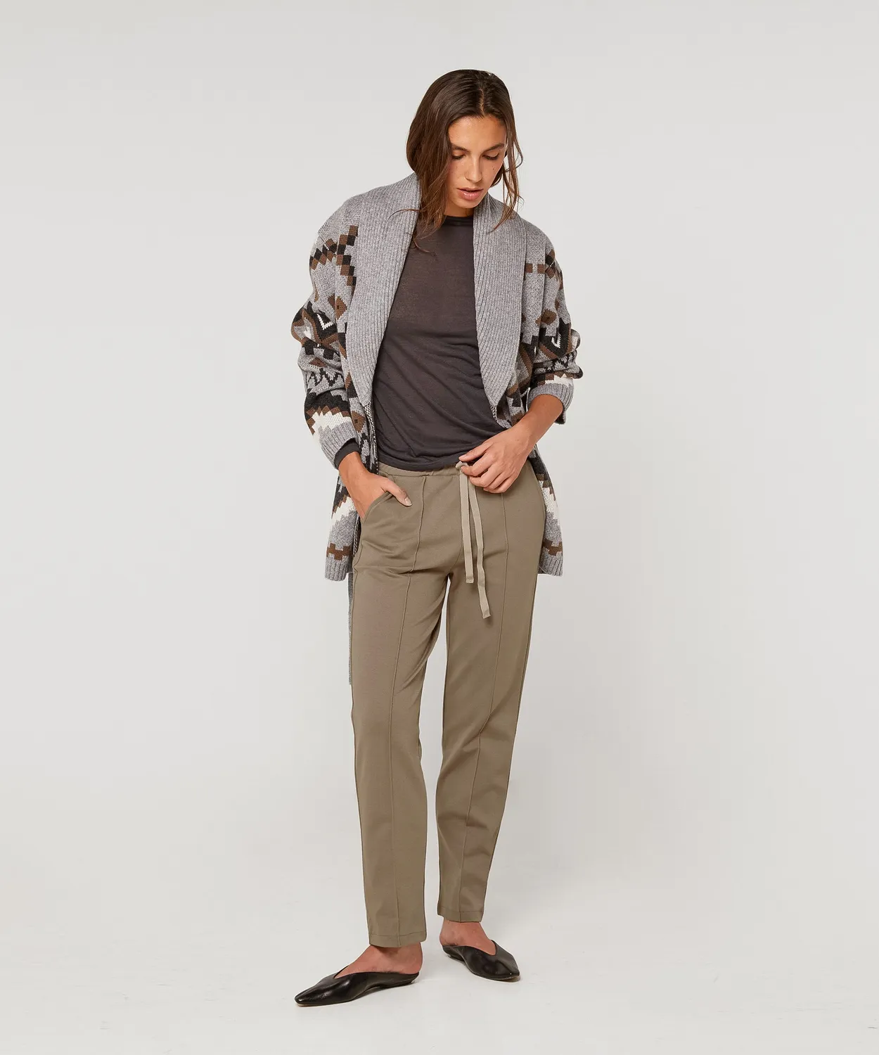 Rodier cardigan jacquard pied de poule grigio