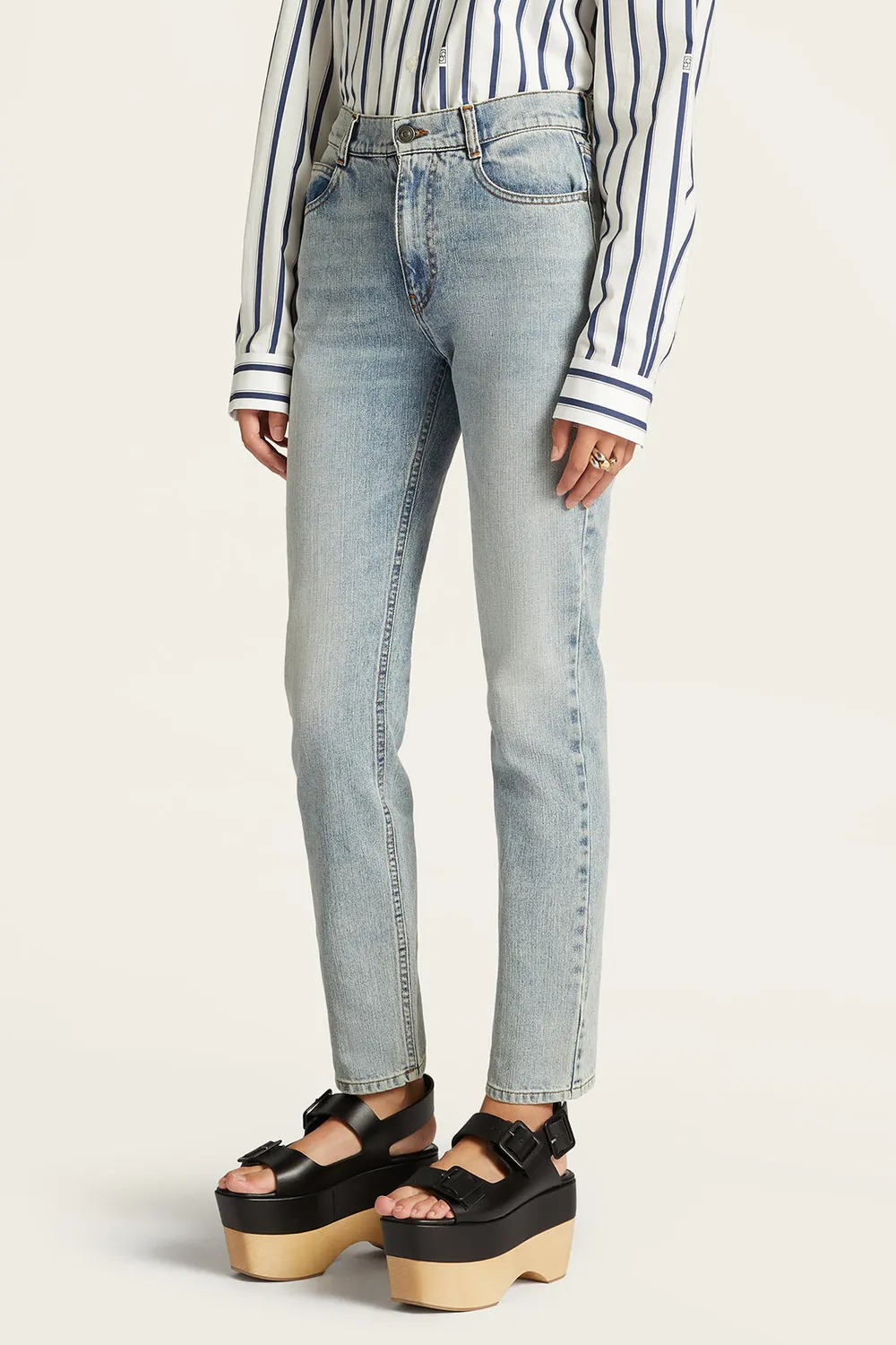 PORTS Washed Denim Straight jeans dritti indaco chiaro