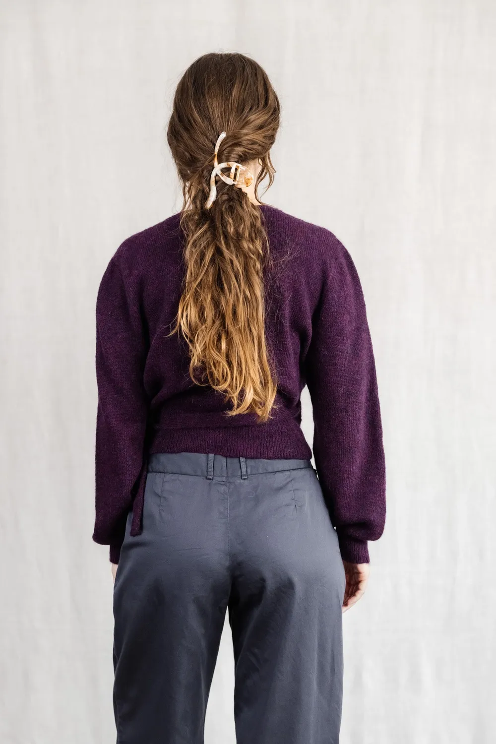 Jyoti Abancay cardigan avvolgente baby alpaca mora