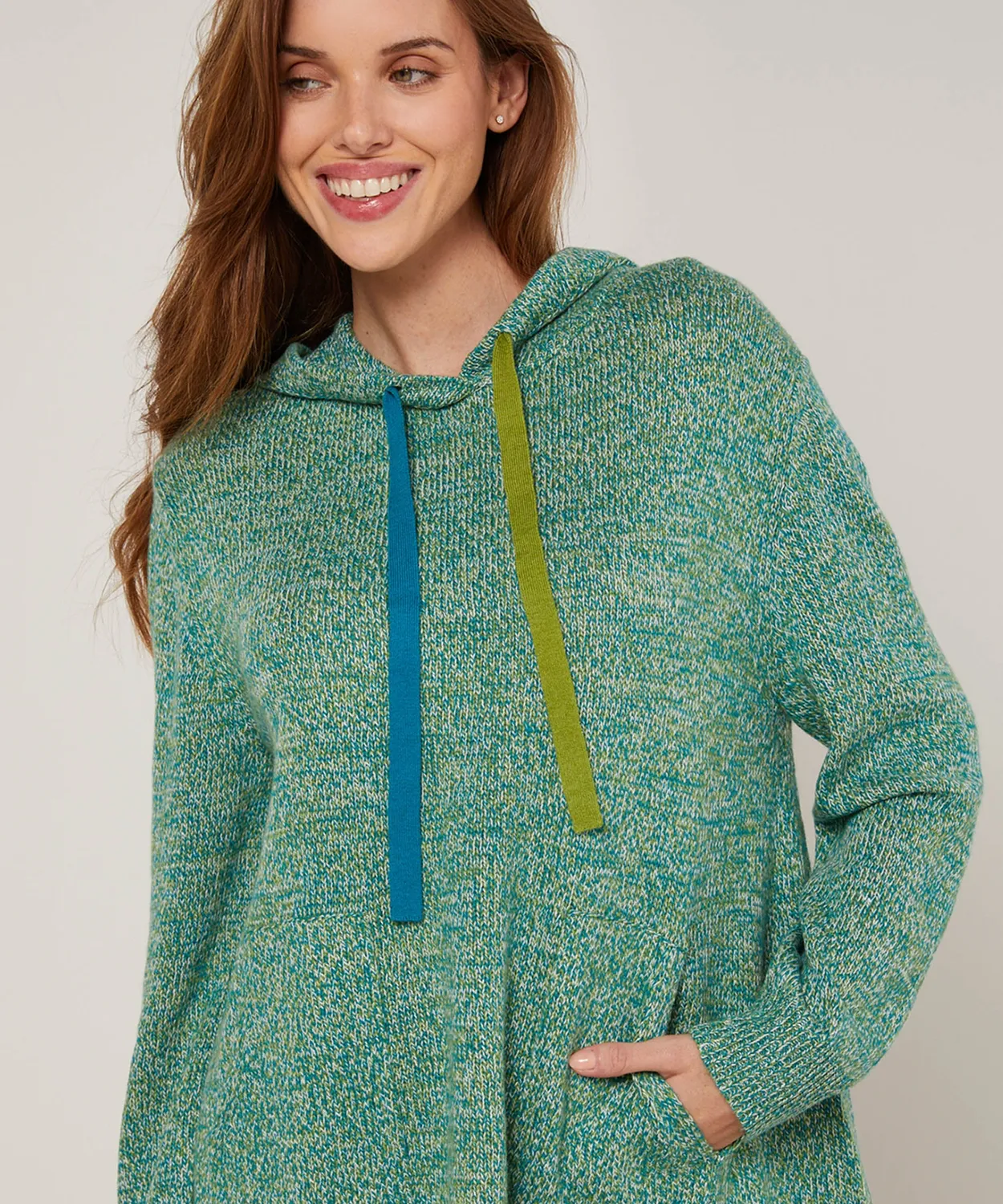 Rodier Maglione oversize con cappuccio mélange verde