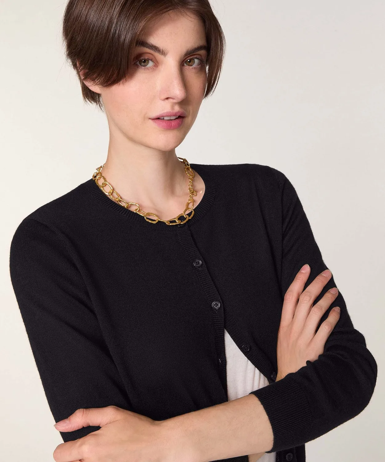 Rodier cardigan lana merino nero maglia fine