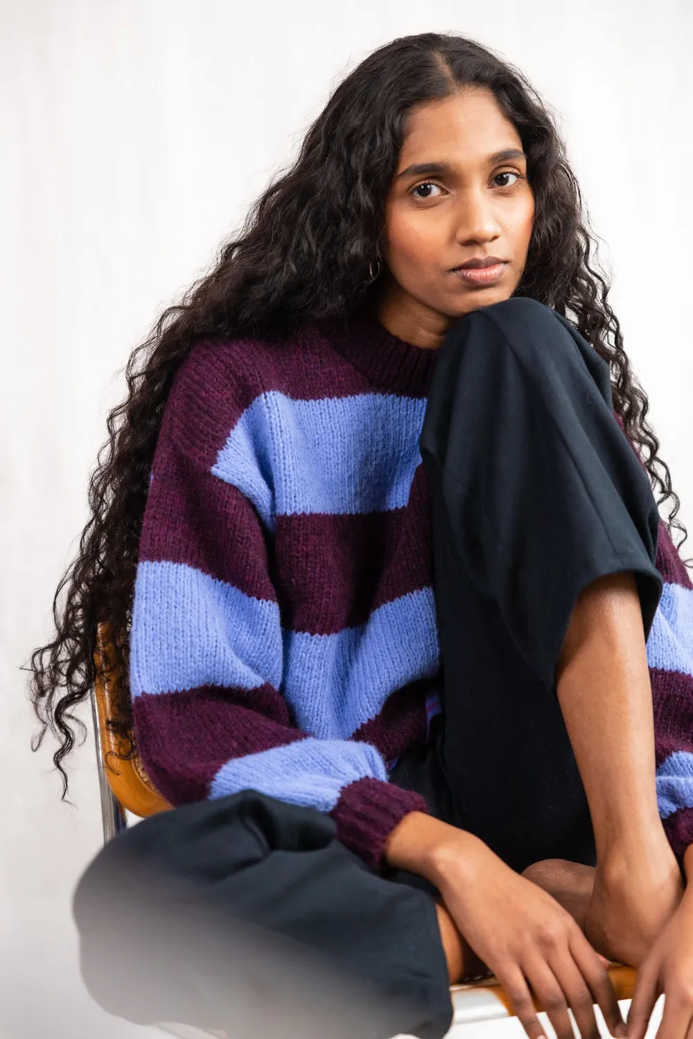 Jyoti Lupuna maglione baby alpaca righe oversize
