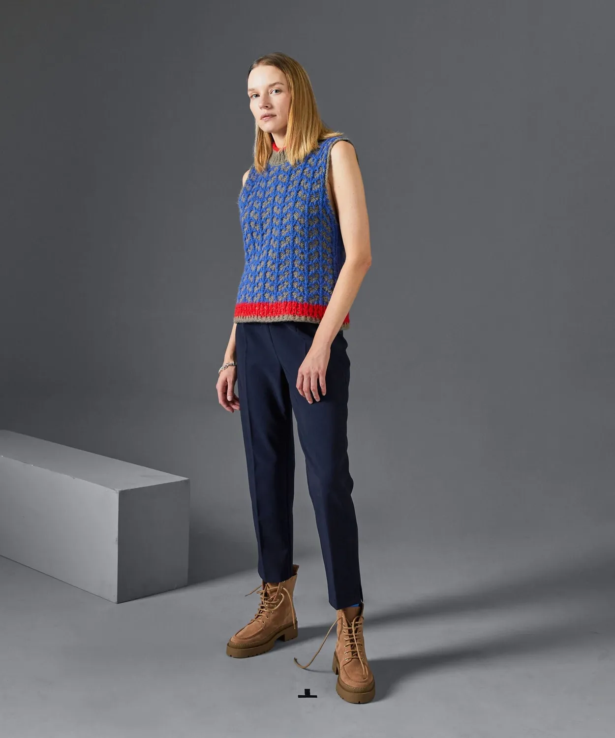 Rodier Pantaloni Sigaretta Vita Alta Blu Navy Donna