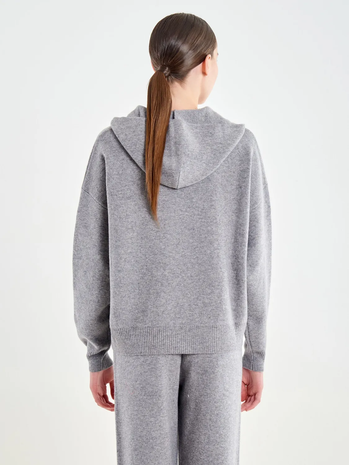 Vicolo Pullover con Cappuccio grigio Lana 100%