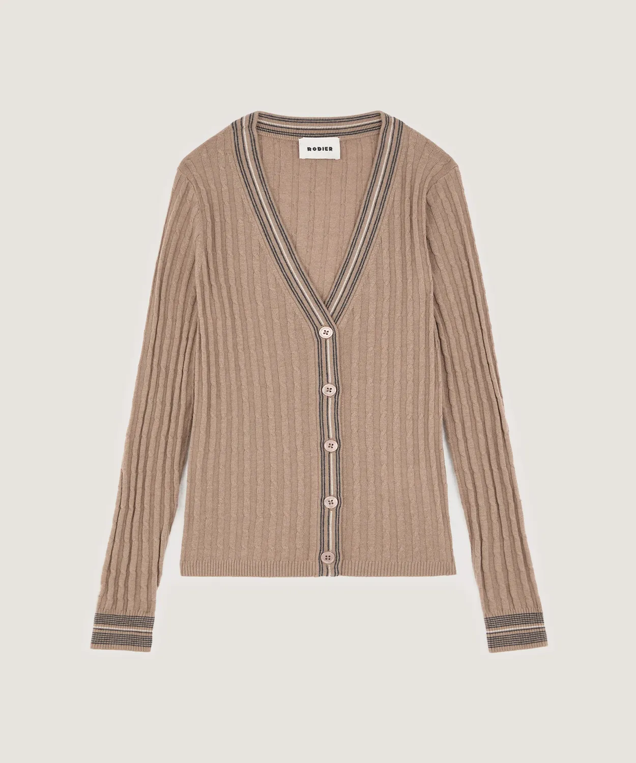 Rodier Cardigan trecce marrone moka
