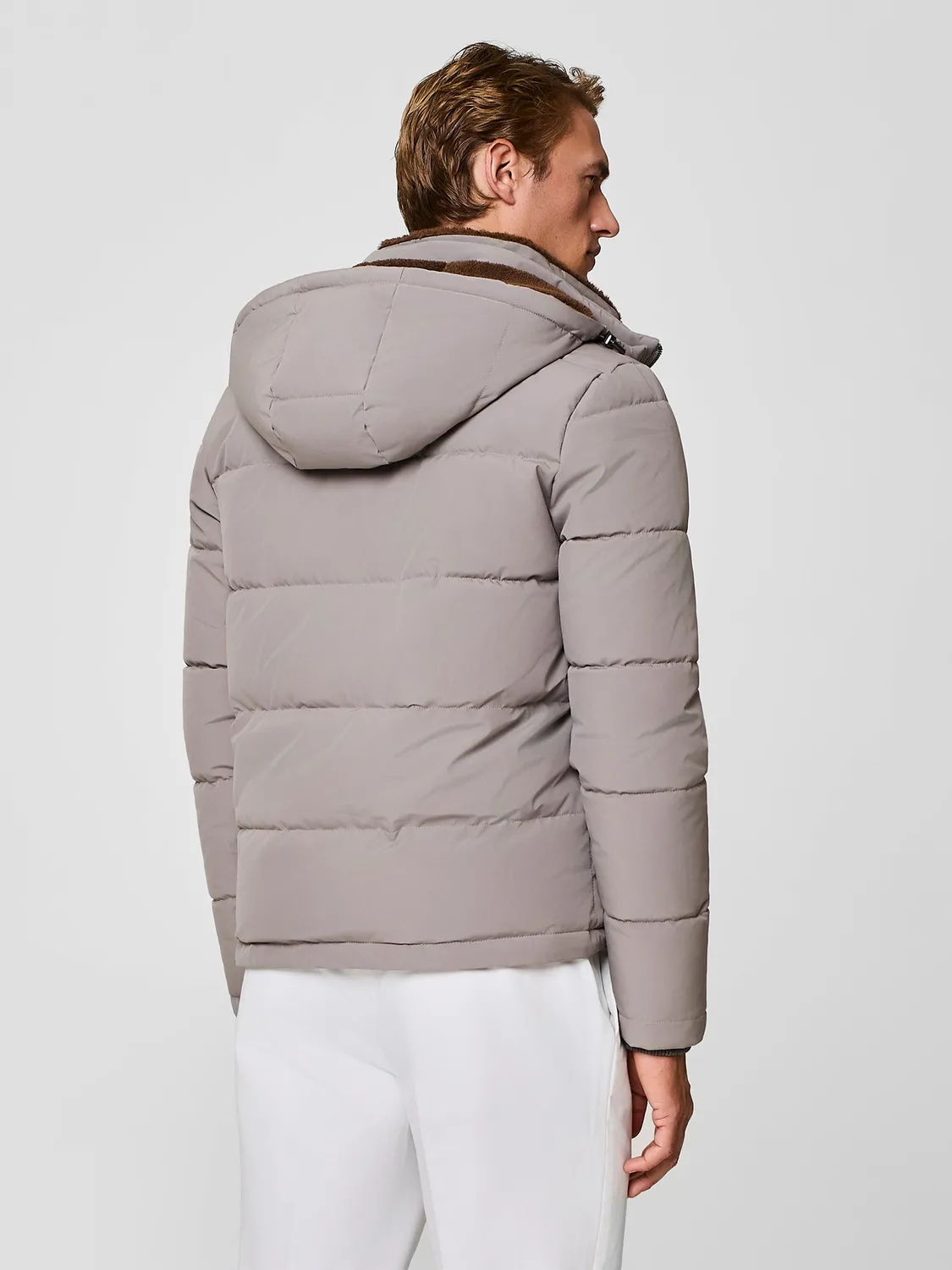 Paul Taylor Piumino Corto Giacca Taupe Ecopelliccia