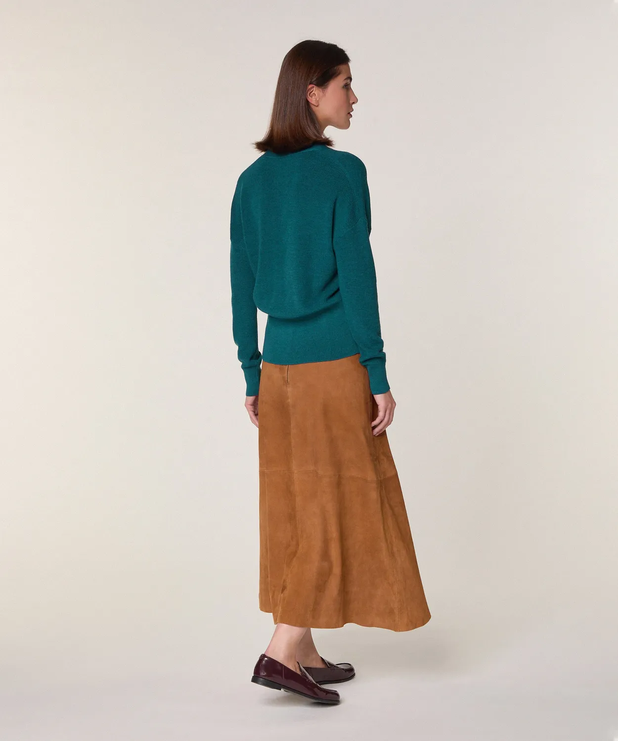 Rodier trompe l'oeil maglia lana merino blu petrolio