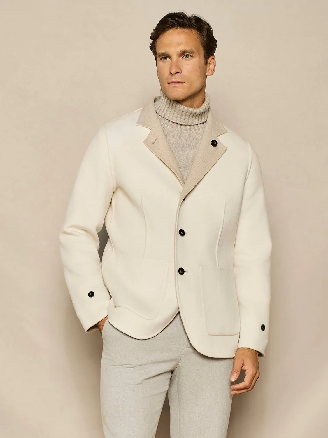 Paul Taylor giacca reversibile beige monopetto 4 bottoni
