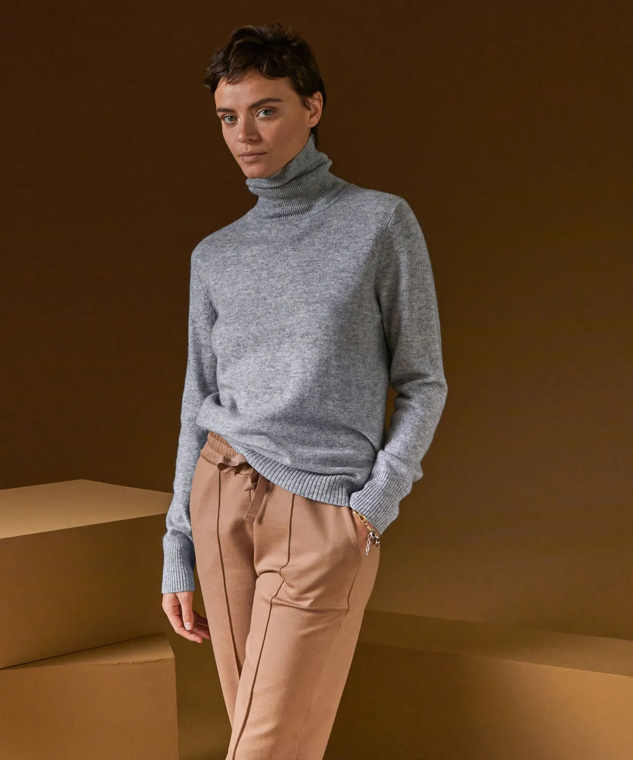 Rodier Maglione dolcevita cashmere grigio