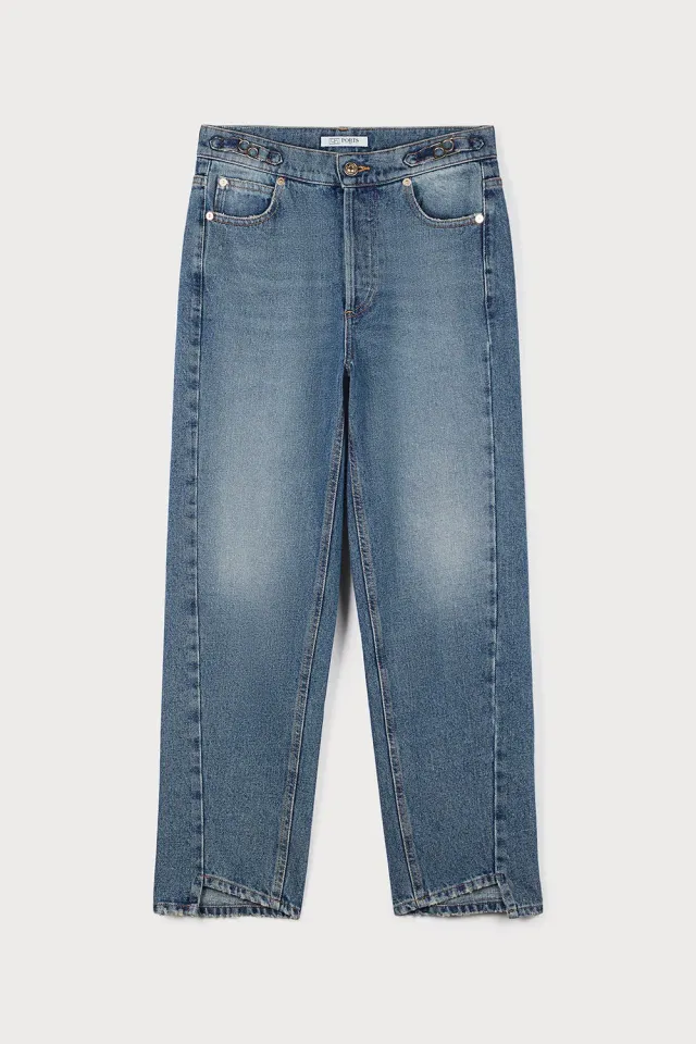 Ports PW323TJD11 boyfriend jeans denim indaco fibbia logo